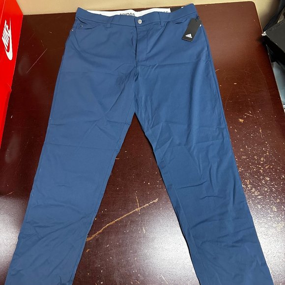 Adidas Mens Navy Ultimate 365 Flat Front 5 Pockets Tapered Athletic Golf Pants